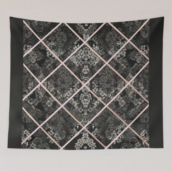 Item preview, Chic Black Rosegold Minimal Geometric Floral Lace Pattern  designed and sold by LaceySkies.