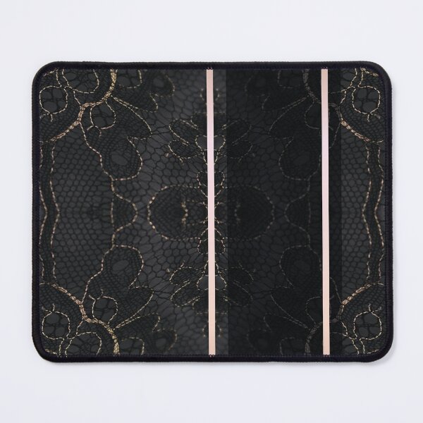 Item preview, Chic Black Gold Minimal Geometric Floral Lace Pattern designed and sold by LaceySkies.