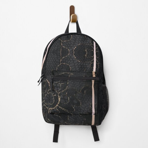 Item preview, Chic Black Gold Minimal Geometric Floral Lace Pattern designed and sold by LaceySkies.