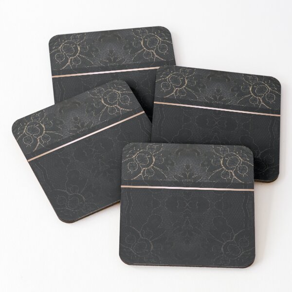Item preview, Chic Black Gold Minimal Geometric Floral Lace Pattern  designed and sold by LaceySkies.