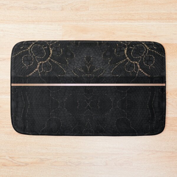 Item preview, Chic Black Gold Minimal Geometric Floral Lace Pattern  designed and sold by LaceySkies.