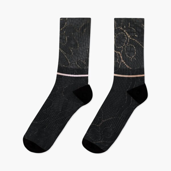 Item preview, Chic Black Gold Minimal Geometric Floral Lace Pattern  designed and sold by LaceySkies.