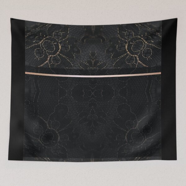 Item preview, Chic Black Gold Minimal Geometric Floral Lace Pattern  designed and sold by LaceySkies.