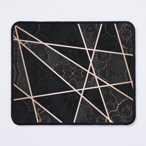Item preview, Chic Black Gold Minimal Geometric Floral Lace Pattern designed and sold by LaceySkies.