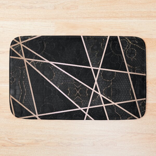 Item preview, Chic Black Gold Minimal Geometric Floral Lace Pattern  designed and sold by LaceySkies.