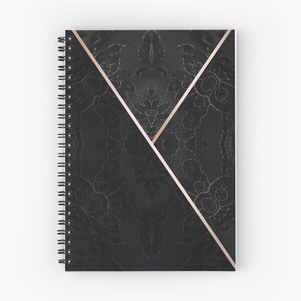Item preview, Chic Black Gold Minimal Geometric Floral Lace Pattern designed and sold by LaceySkies.