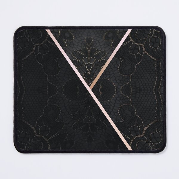 Item preview, Chic Black Gold Minimal Geometric Floral Lace Pattern  designed and sold by LaceySkies.