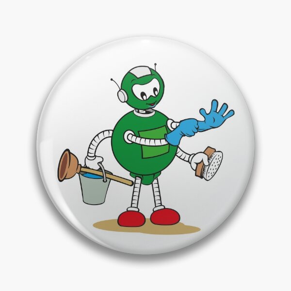 Item preview, Illustration of a robot mascot character of general services and holding cleaning supplies, ideal for field training and internal designed and sold by LucianoCosmo.
