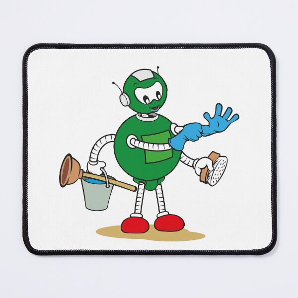 Item preview, Illustration of a robot mascot character of general services and holding cleaning supplies, ideal for field training and internal designed and sold by LucianoCosmo.