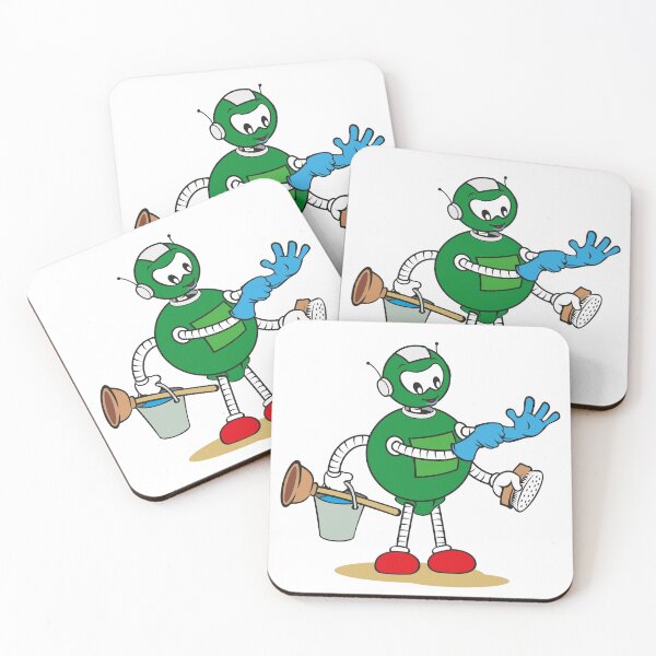 Item preview, Illustration of a robot mascot character of general services and holding cleaning supplies, ideal for field training and internal designed and sold by LucianoCosmo.