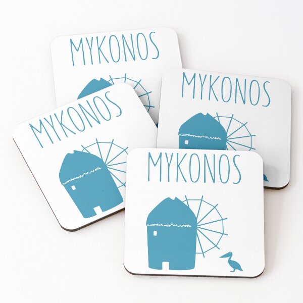 Item preview, Mykonos, Greece: Iconic Windmill & Petros the Pelican designed and sold by Happy Puppy Print On Demand.