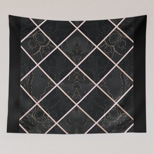 Item preview, Chic Black Rosegold Minimal Geometric Floral Lace Pattern  designed and sold by LaceySkies.
