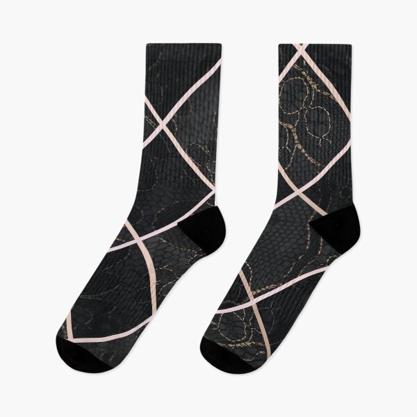 Item preview, Chic Black Rosegold Minimal Geometric Floral Lace Pattern  designed and sold by LaceySkies.