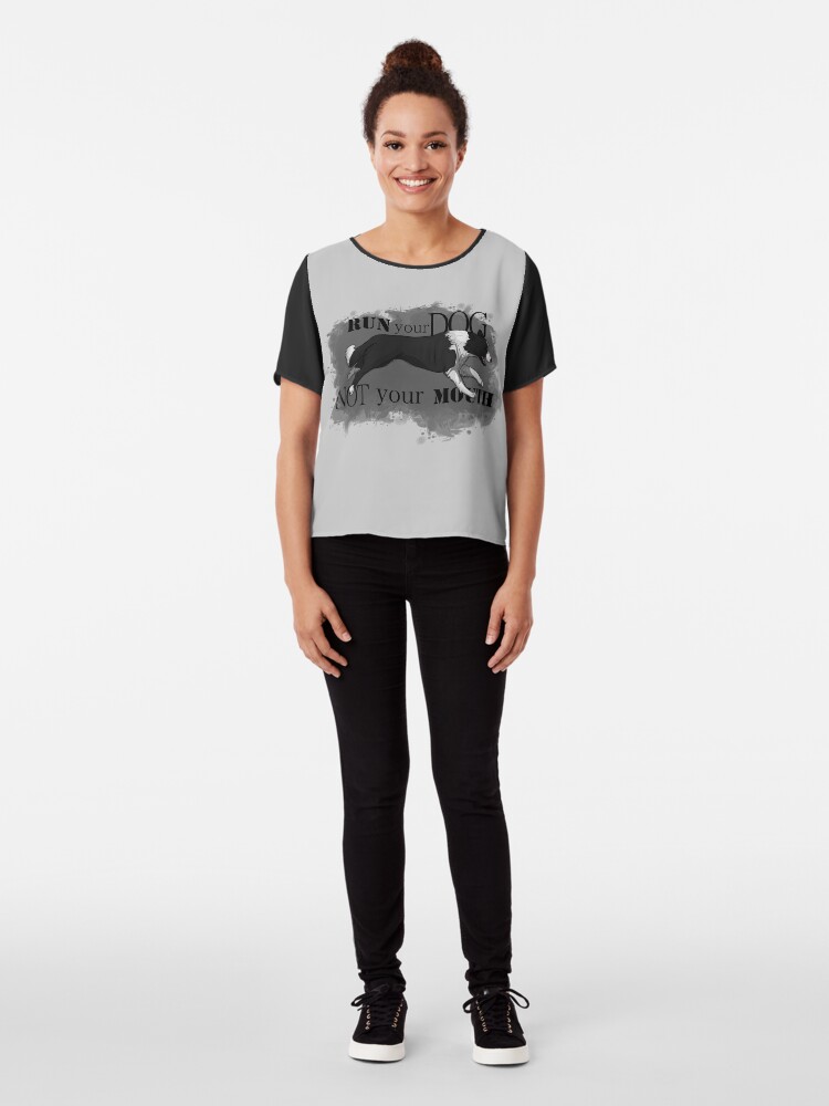 Alternate view of Run Your Dog Not Your Mouth Border Collie Chiffon Top