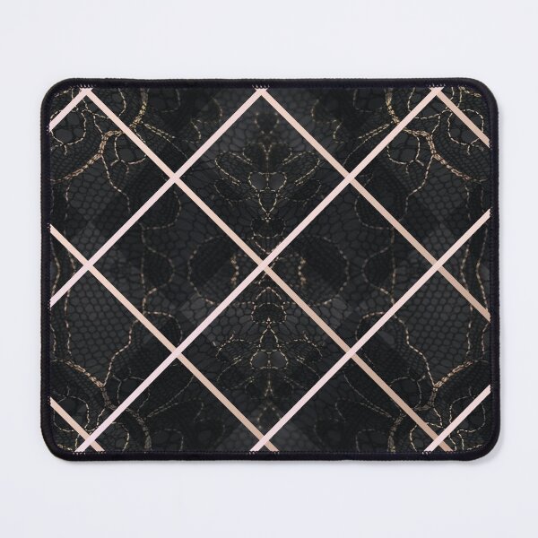 Item preview, Chic Black Gold Minimal Geometric Floral Lace Pattern designed and sold by LaceySkies.