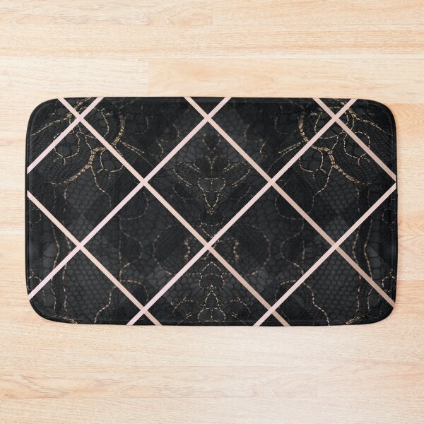 Item preview, Chic Black Gold Minimal Geometric Floral Lace Pattern  designed and sold by LaceySkies.