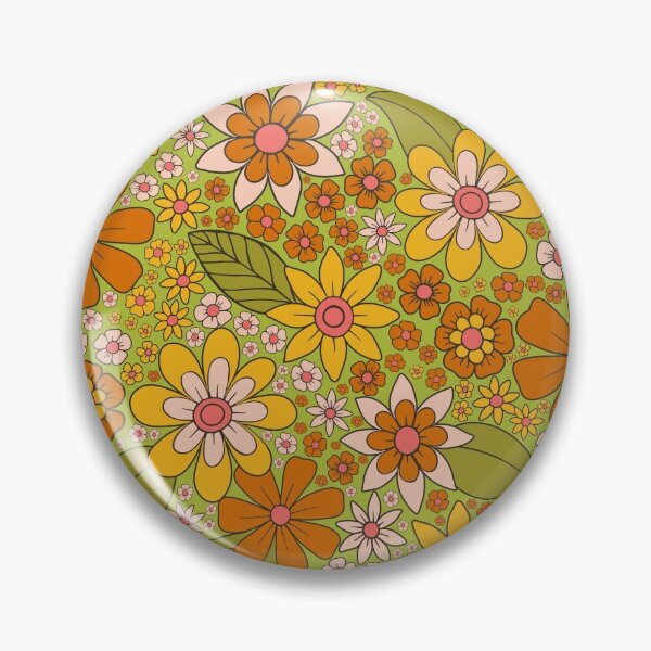 Item preview, 1960s, 1970s Retro Floral in Green, Pink & Orange - Flower Power designed and sold by somecallmebeth.