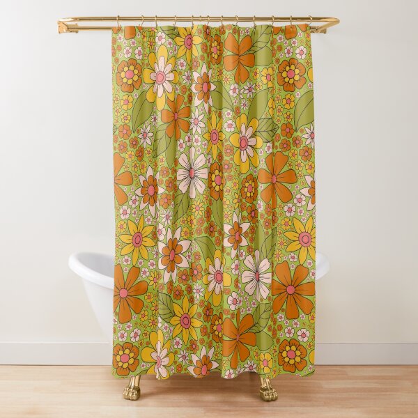 InterestPrint Bathroom Shower Curtain 60in x 72in with bright colorful flowers