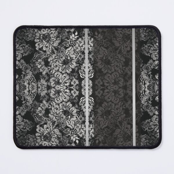 Item preview, Chic Black Silver Minimal Geometric Floral Lace Pattern designed and sold by LaceySkies.