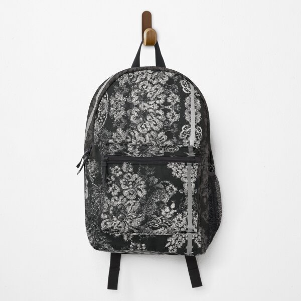 Item preview, Chic Black Silver Minimal Geometric Floral Lace Pattern designed and sold by LaceySkies.