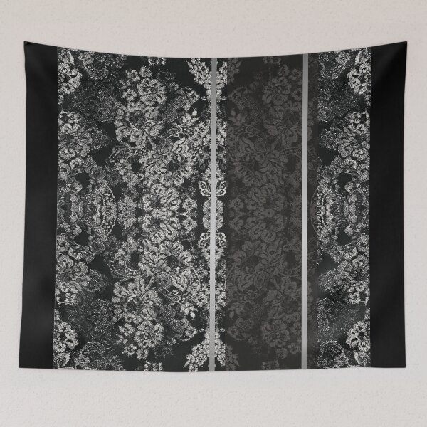 Item preview, Chic Black Silver Minimal Geometric Floral Lace Pattern  designed and sold by LaceySkies.