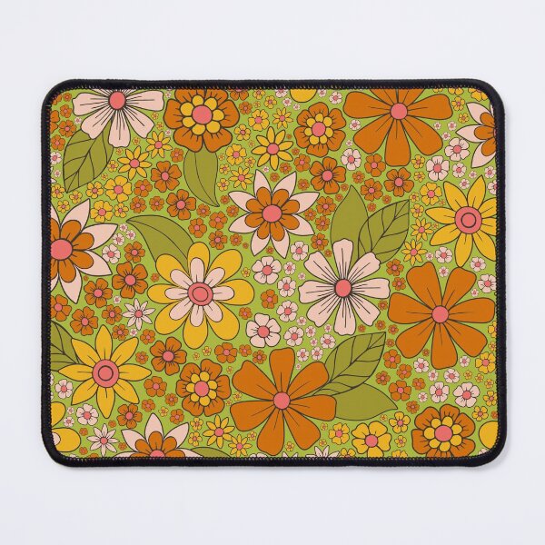 Item preview, 1960s, 1970s Retro Floral in Green, Pink & Orange - Flower Power designed and sold by somecallmebeth.