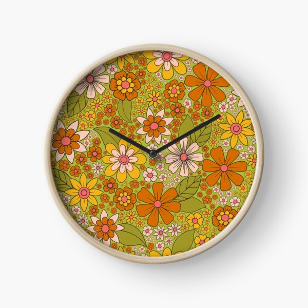 Item preview, 1960s, 1970s Retro Floral in Green, Pink & Orange - Flower Power designed and sold by somecallmebeth.