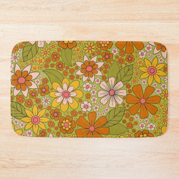 Item preview, 1960s, 1970s Retro Floral in Green, Pink & Orange - Flower Power designed and sold by somecallmebeth.