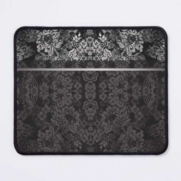 Item preview, Chic Black Silver Minimal Geometric Floral Lace Pattern designed and sold by LaceySkies.