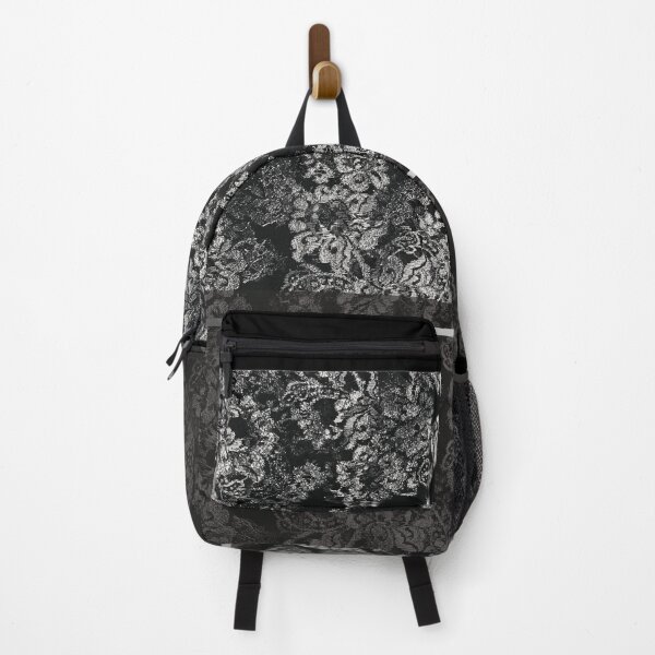 Item preview, Chic Black Silver Minimal Geometric Floral Lace Pattern designed and sold by LaceySkies.