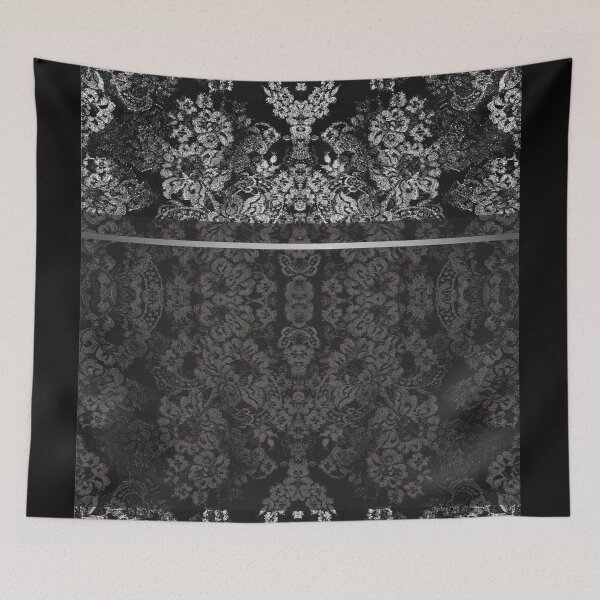 Item preview, Chic Black Silver Minimal Geometric Floral Lace Pattern  designed and sold by LaceySkies.