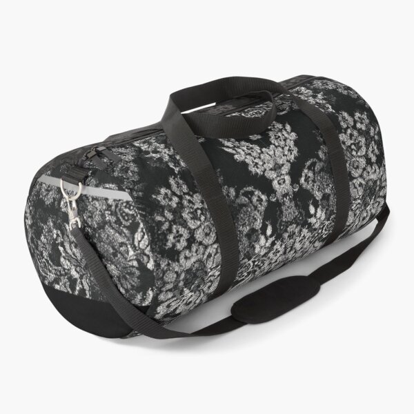 Artikelvorschau, Chic Black Silver Minimal Geometric Floral Lace Pattern  entworfen und verkauft von LaceySkies.