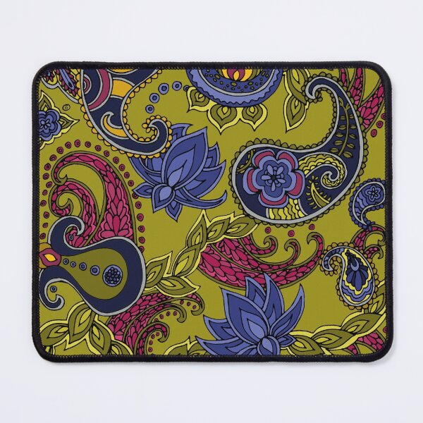 Paisley of '71 - black on green Mouse Pad