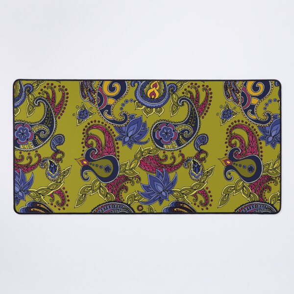 Paisley of '71 - black on green Desk Mat
