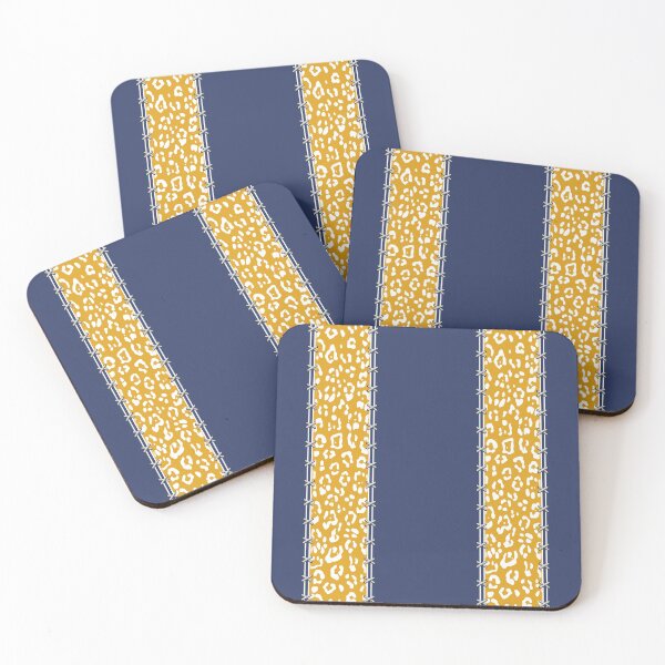 Item preview, Geopard, animal print, vertical stripes, stitched, navy blue, mustard yellow, white  designed and sold by Svitac.