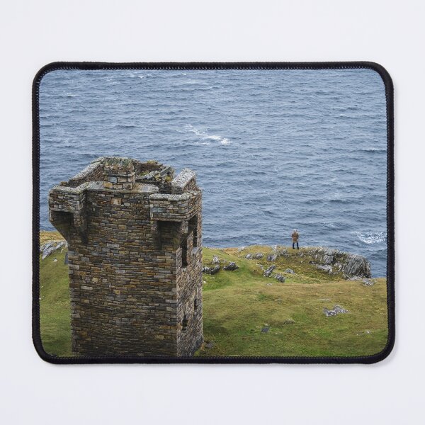 Item preview, A woman near the signal tower enjoys a view from Atlantic ocean cliffs Sliabh Liag, sometimes Slieve League or Slieve Liag, on the Atlantic coast of County Donegal, Ireland designed and sold by AlbertMi.