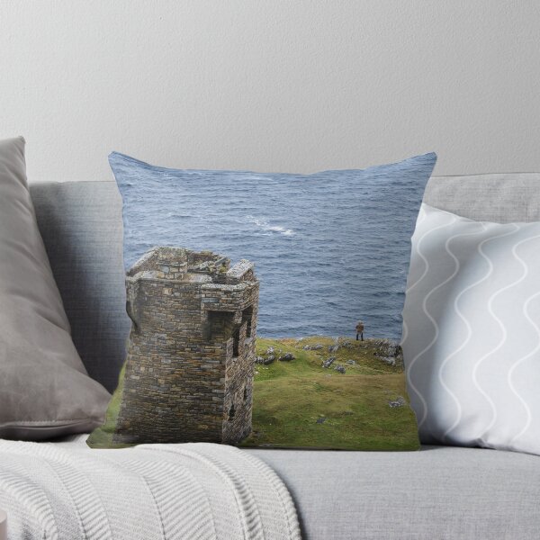 Item preview, A woman near the signal tower enjoys a view from Atlantic ocean cliffs Sliabh Liag, sometimes Slieve League or Slieve Liag, on the Atlantic coast of County Donegal, Ireland designed and sold by AlbertMi.