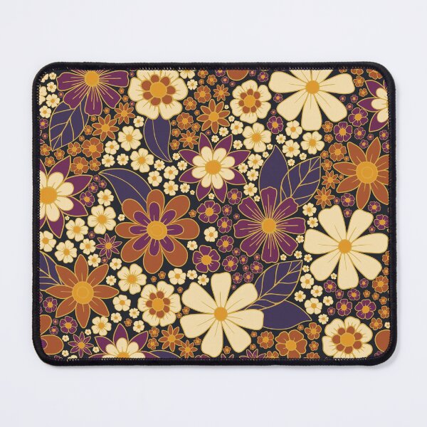 Fall, Autumn Floral in Purple, Mustard Yellow & Gold Mouse Pad