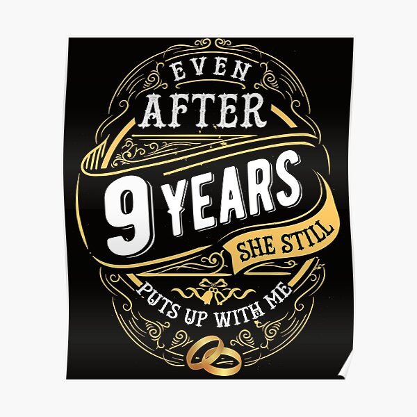 Poster Cadeau D Anniversaire De Mariage Drole 9 Ans Cadeau De Mariage Mariage Par Essinet Redbubble