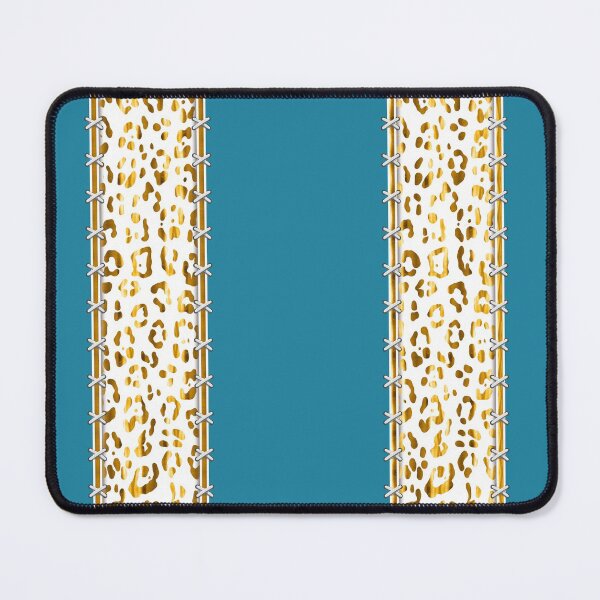 Item preview, Geopard, animal print, vertical stripes, stitched, teal, turquoise, gold, white designed and sold by Svitac.