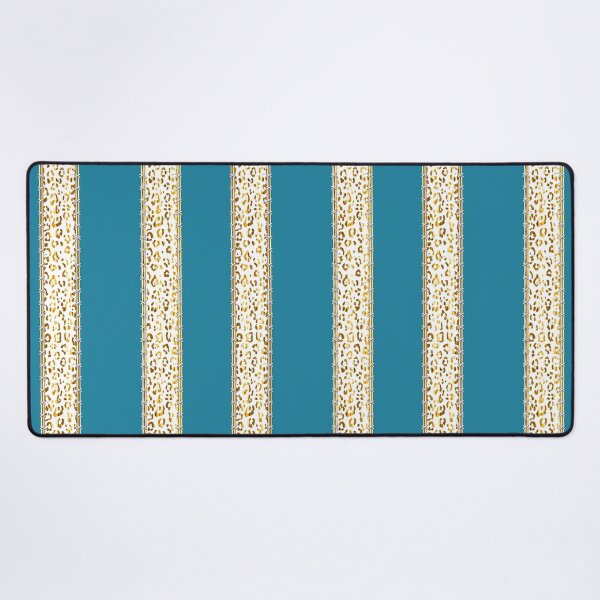 Item preview, Geopard, animal print, vertical stripes, stitched, teal, turquoise, gold, white designed and sold by Svitac.