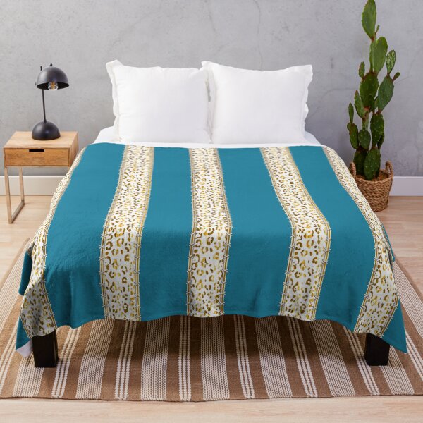 Item preview, Geopard, animal print, vertical stripes, stitched, teal, turquoise, gold, white designed and sold by Svitac.