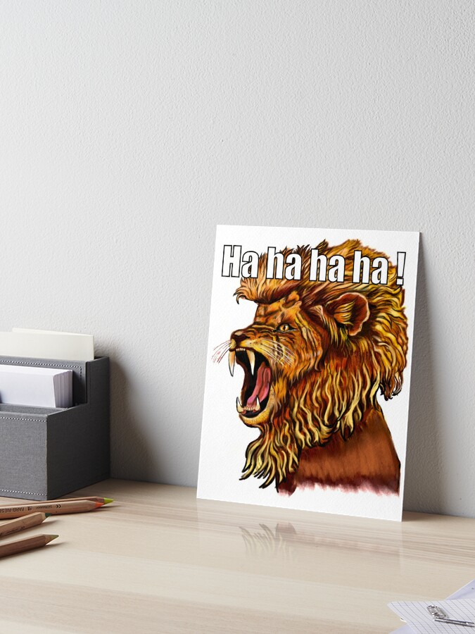 Funny Lion laughing out loud - cute funny roaring lion having a hearty  laugh ha ha ha ha. The conquering lion