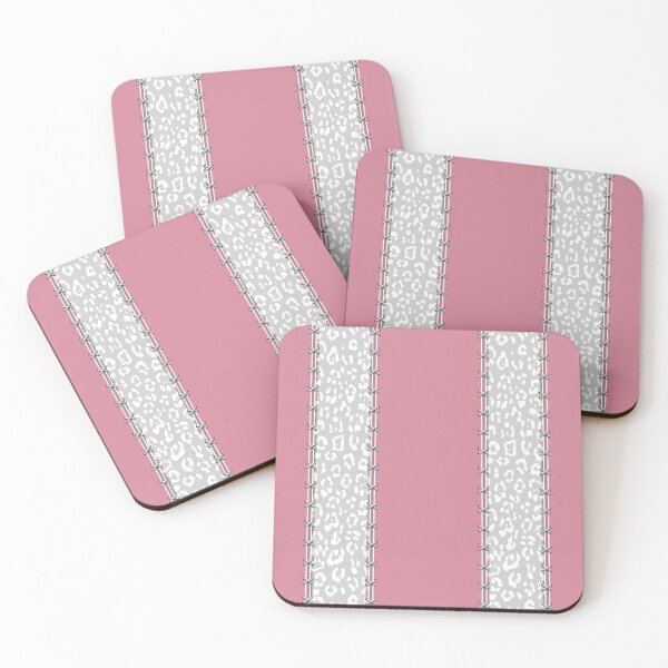 Item preview, Geopard, animal print, vertical stripes, stitched, pastel pink, light grey, white designed and sold by Svitac.