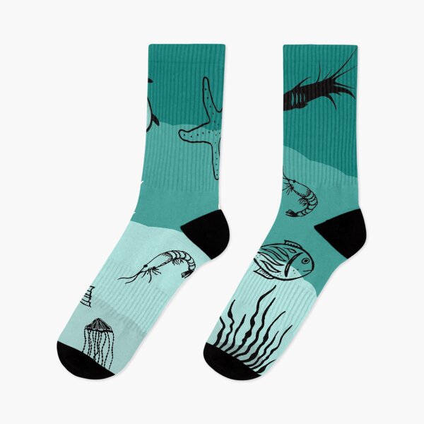 Item preview, Underwater theme pattern fish shrimp turtle jellyfish designed and sold by hvasilevshop.