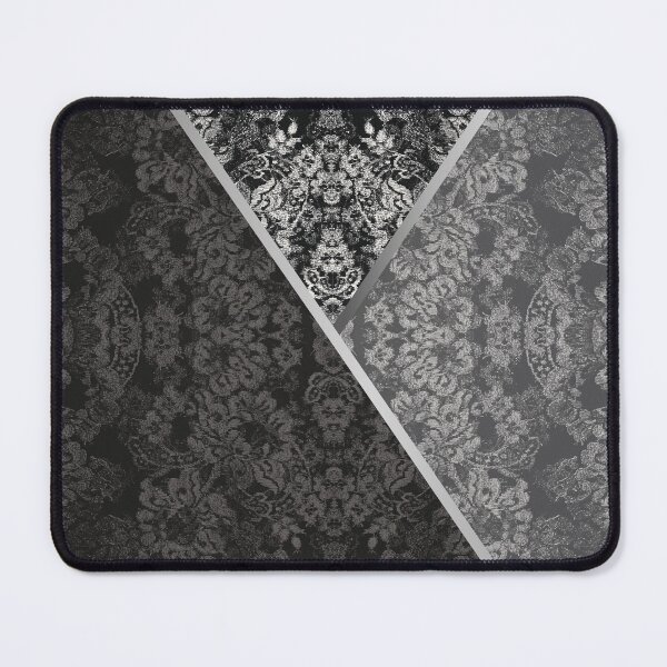 Item preview, Chic Black Silver Minimal Geometric Floral Lace Pattern designed and sold by LaceySkies.