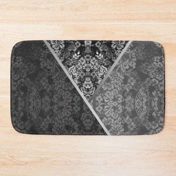 Item preview, Chic Black Silver Minimal Geometric Floral Lace Pattern  designed and sold by LaceySkies.