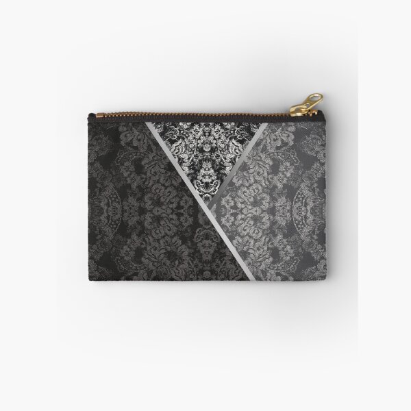 Item preview, Chic Black Silver Minimal Geometric Floral Lace Pattern  designed and sold by LaceySkies.