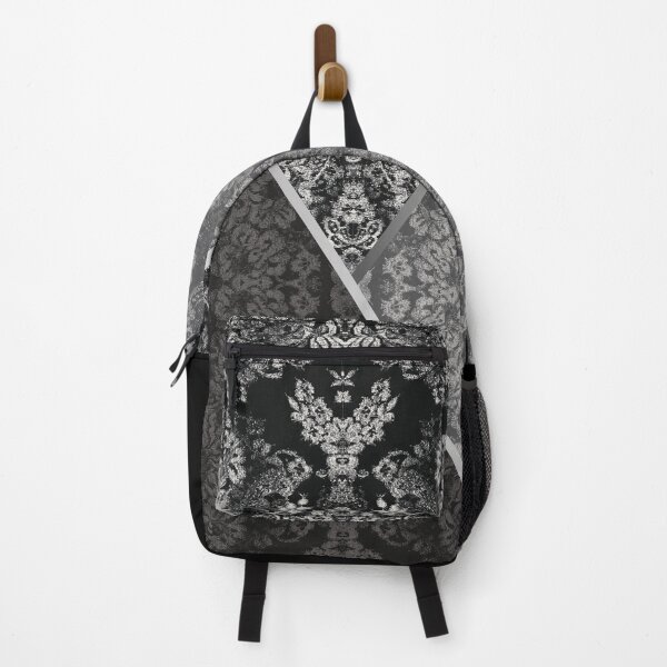 Item preview, Chic Black Silver Minimal Geometric Floral Lace Pattern designed and sold by LaceySkies.