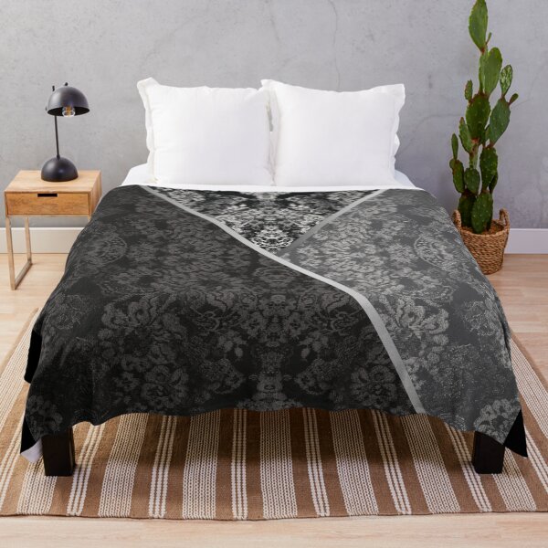 Item preview, Chic Black Silver Minimal Geometric Floral Lace Pattern designed and sold by LaceySkies.